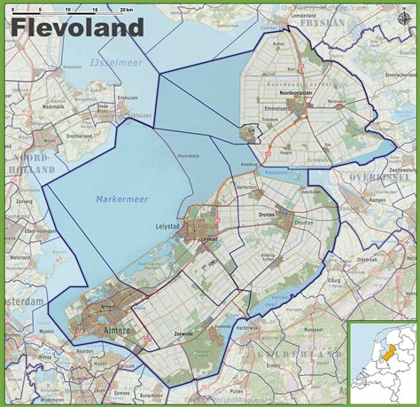map  flevoland  cities  towns ontheworldmapcom