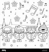 Singen Natale Carols Singing Cantano Weihnachtslieder Colorare Coro Choir Gruppe Canti Abbildung Carol Kindern Canzoni Färbung Natalizi Sheets Outlined sketch template