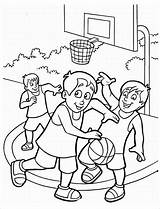 Basketball Playing Coloring Kids Pages Drawing Children Colouring Girl Print Sketch Sports Pdf Sheets Silhouette Printable Color Sport Boys Getdrawings sketch template
