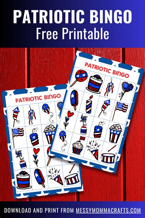 patriotic bingo  printable messy momma crafts