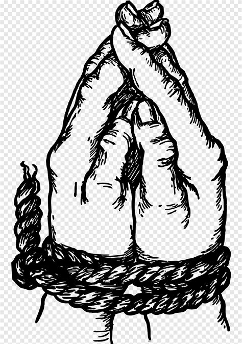 Hands Bound Tied Up Rope Captive Prisoner Hostage Line Art