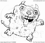 Ugly Outlined Jumping Devil Clipart Cartoon Coloring Vector Thoman Cory Royalty sketch template