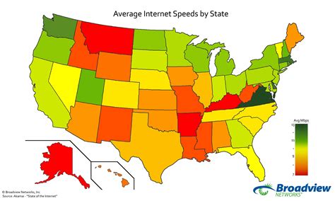map shows  average internet speed   state business insider