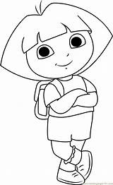 Dora Coloring Smiling Explorer Pages Cartoon Print Game Color Cute Coloringpages101 sketch template