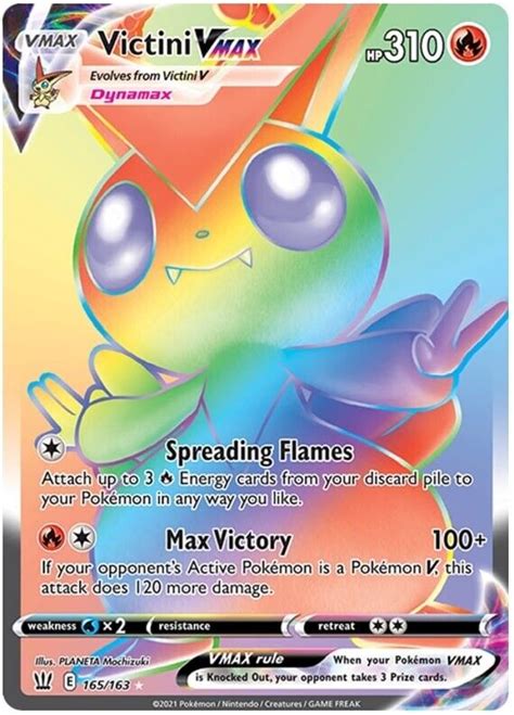 pokemon tcg ss battle styles victini vmax  rainbow rare ebay