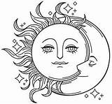 Coloring Pages Moon Celestial Designs Embroidery Vintage Urbanthreads Patterns Sun sketch template