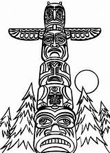 Totem Pole Coloring Poles Pages Drawing Native American Eagle Outline Wolf Clipart Cartoon Cliparts Template Beaver Northwest Coast Kids Tattoo sketch template