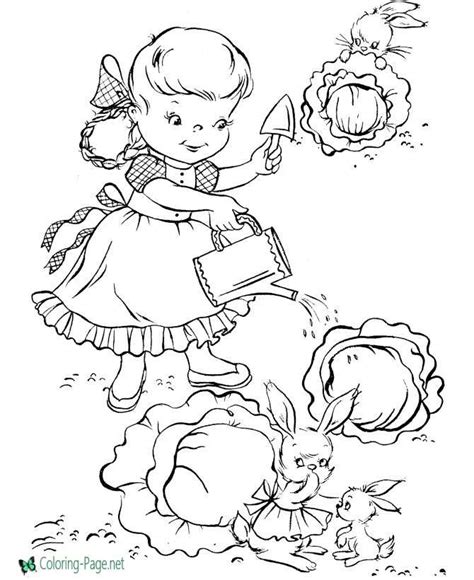 gardener girl spring coloring pages