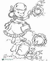 Coloring Spring Pages Gardener Girl sketch template