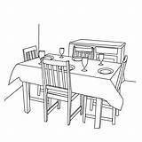 Coloring Pages Dining Room Clipart Kids Table Dinning House Drawing Empty Comedor Colouring Para Colorear Color Houses Rooms Gif Print sketch template