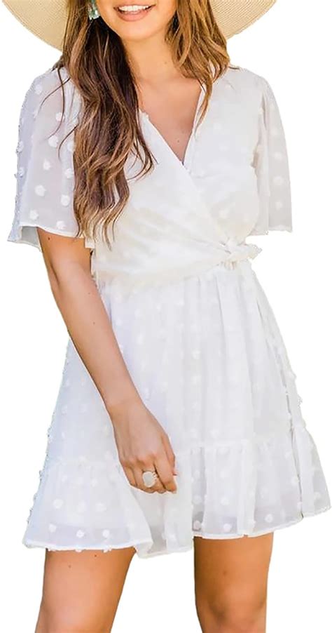 Fobexiss Women’s Summer Elegant Solid Color Ruffle Sleeve Mini Short