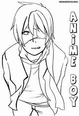 Anime Coloring Boy Pages Print Cartoon Animeboy sketch template