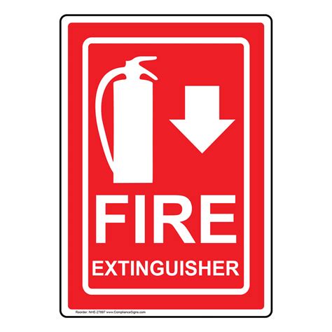 glow red vertical fire extinguisher sign  label symbol