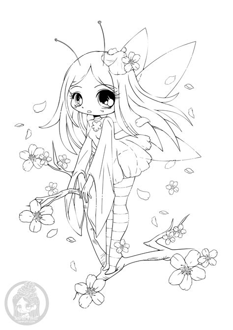 cherry fairy kawaii kids coloring pages