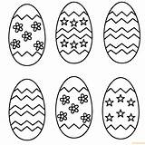 Easter Pages Eggs Six Coloring Color Print sketch template