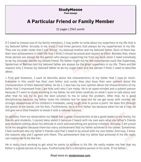 friend  family member  essay