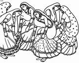 Dandiya Folk Gujarat Garba Colouring Dances Navratri 4to40 Raas Madhubani sketch template