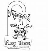 Monkey Hanger Printable Craft Kids Door Doorknob Time Play Knob Drawing Coloring Pages Print Crafts Getdrawings sketch template