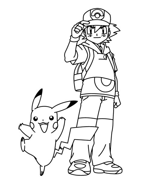 pokemon ash coloring pages printable black  white ronnieilpruitt