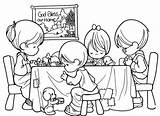 Coloring Pages Praying Precious Moments Dinner Eating Before Print sketch template