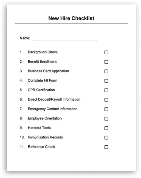 personnel files checklist template template guru