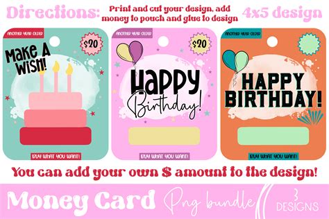 printable birthday card money card graphic  rumi design creative