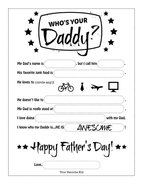 diy printable fathers day worksheet whos  daddy