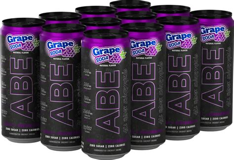abe energy drink grape soda  cans  abe nation