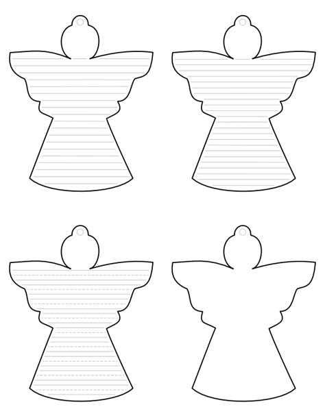 printable christmas angel ornament shaped writing templates