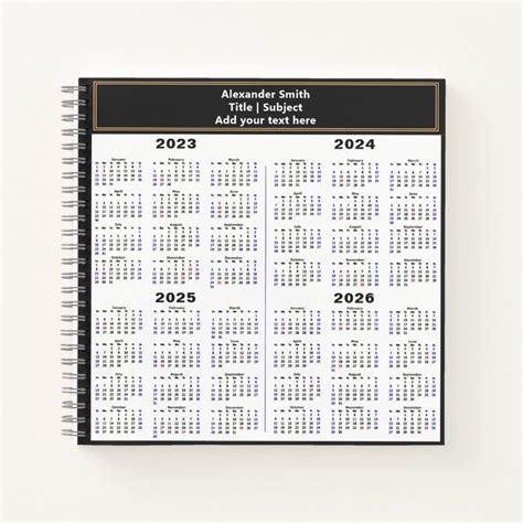 calendar modern custom text notebook zazzle