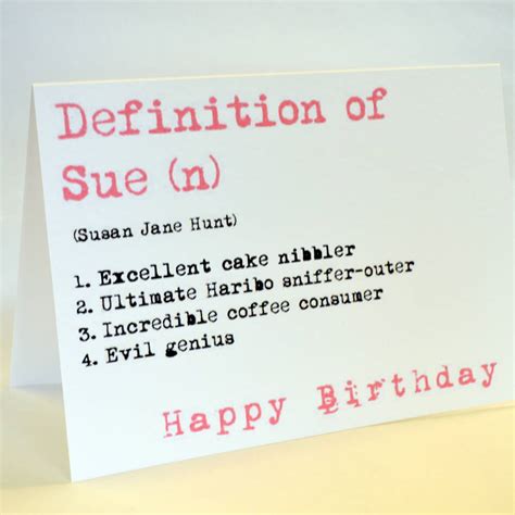 personalised definition birthday card by sew very english