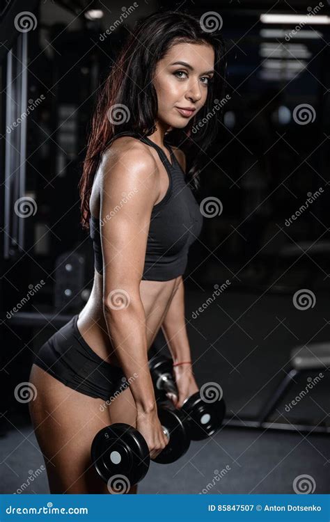Brunette Fitness Wet Woman After Workout In The Gym Stock Image Image