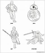 Wars Star Pages Force Awakens Coloring Kylo Rey Ren Finn Bb8 Printable Sheets Cartoons Choose Board sketch template