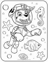 Patrol Paw Coloring Marshall Pages Underwater Printable Print Kids Version sketch template