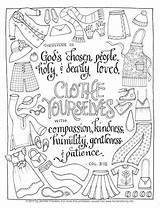Kindness Humility Clothe Colouring Patience Flandersfamily Yourselves Colossians Compassion Christian Happierhuman Nt Proverbs sketch template