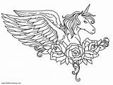 Alicorn Pegasus Flower Realistic sketch template
