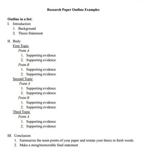 research paper outline template    documents