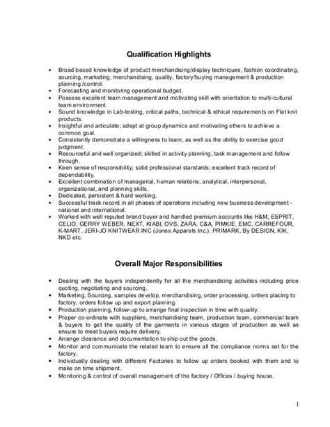 qualification highlights responsibilities
