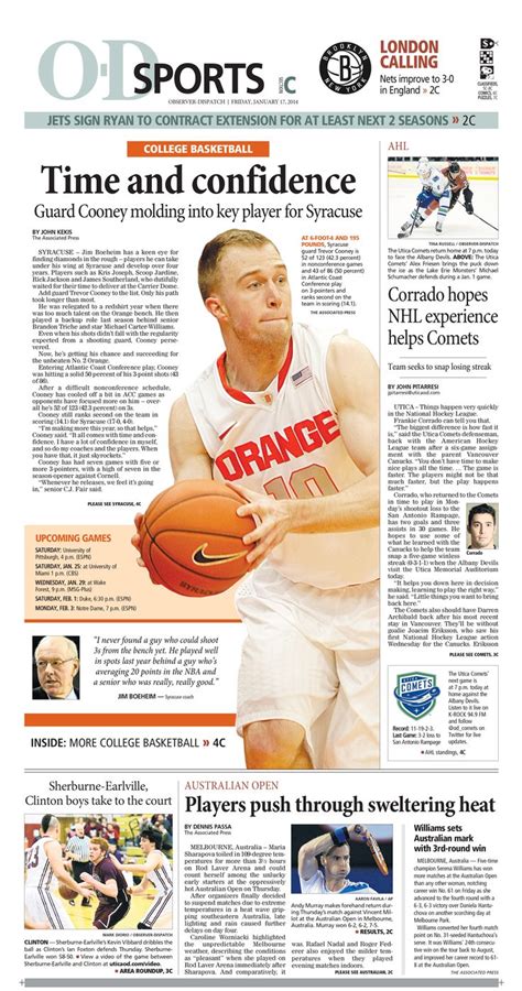 sports section front syracuse orange basketball feature jornalismo