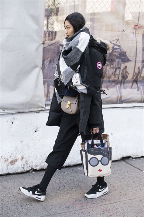 catch     model street style moments  mfw canada goose