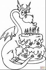Birthday Coloring Happy Pages Dragon Cake Sister 4th Funny Kids Printable Dragons Drawing Clipart Color Cartoon Teacher Print Getcolorings Dinosaur sketch template