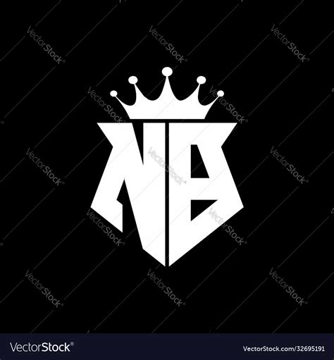 nb logo monogram shield shape  crown design vector image