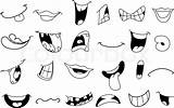 Mouth Cartoon Mouths Clipart Vector Outlined Set Clip Coloring Eyes Nose Feature Drawings Template Para Mund Drawing Boca Laughing Easy sketch template