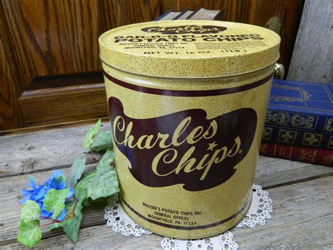 retro charles chips collectible potato chip tin