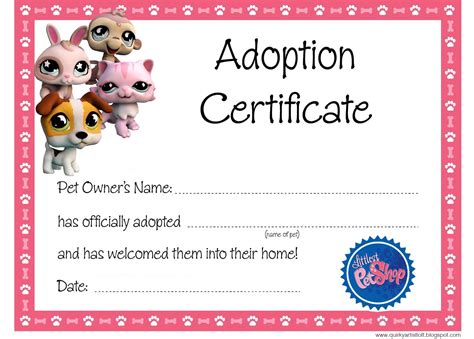 printable pet adoption certificate printable world holiday
