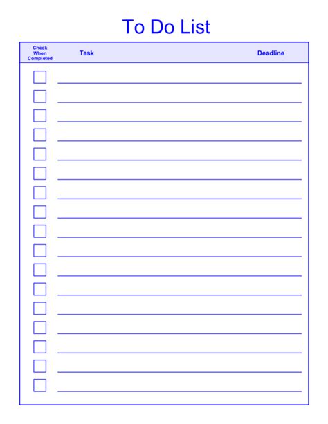 printable daily weekly   list  template calendar template
