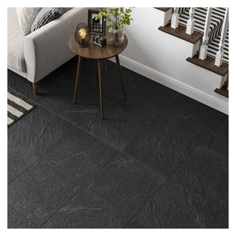 oakley matt black porcelain floor tile   mm   porcelain