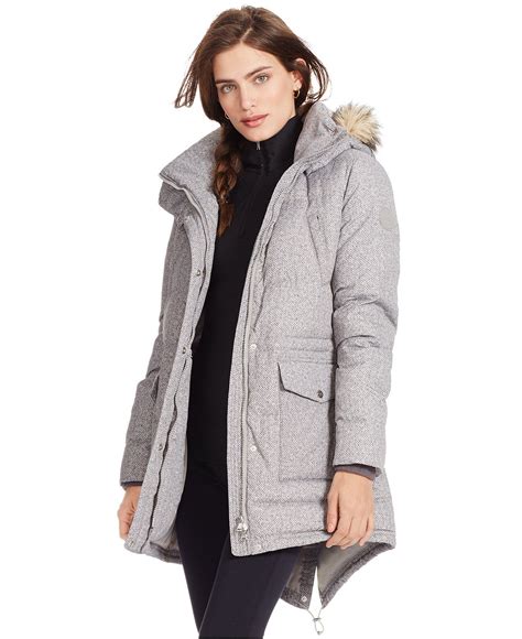 lauren ralph lauren faux fur trim hooded  jacket coats women