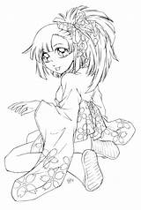 Girl Kimono Sureya Deviantart Mini Coloriage Anime Dessin Colorier Coloring Manga Fille Pages Mangas Dolls Personnages Choose Board sketch template
