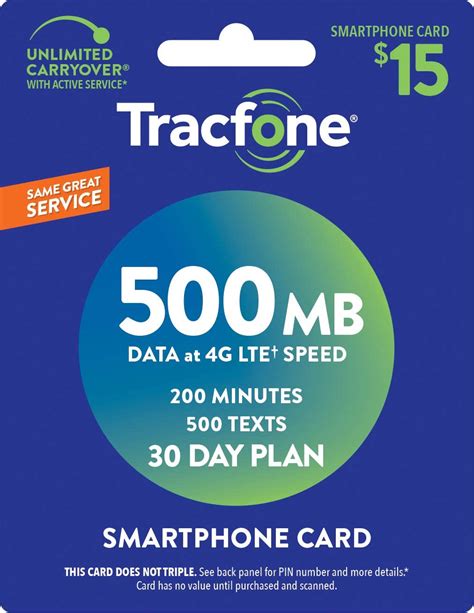 Tracfone Smartphone Service Plan 30 Days 500mb Data 200